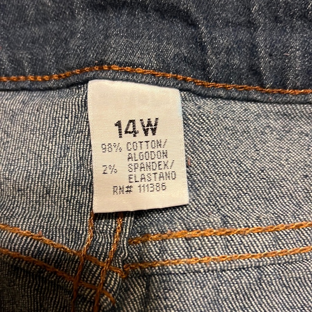 Denim stonewashed shorts size 14 W with a 15 inch inseam five pocket